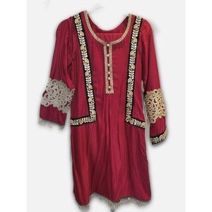 Pakistani red, black and gold suit in size small.